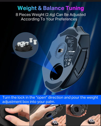 E-YOOSO X-41 Pro USB Wired Gaming Mouse RGB Backlit 12400 DPI 11Buttons Programmable Ergonomic Mice for Work Computer PC Laptop