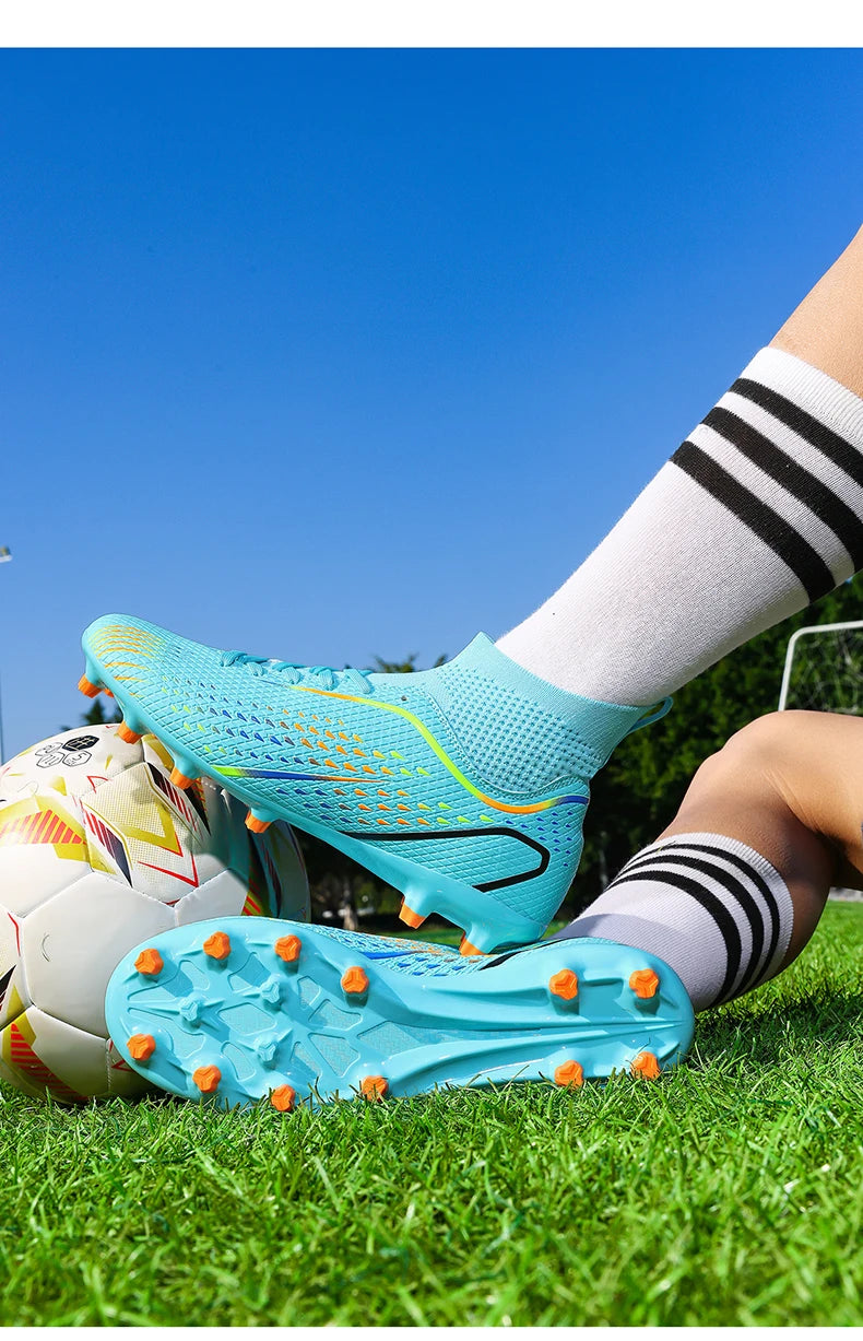Zapatillas de fútbol para hombre, botas de fútbol profesionales para césped y futsal, unisex, para partidos en césped y entrenamiento al aire libre, tacos antideslizantes y transpirables
