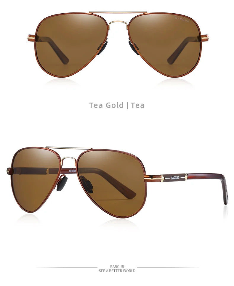 BARCUR Polarized Mens Sunglasses Pilot Sun Glasses for Men Accessories Driving Fishing Hiking Eyewear Oculos Gafas De Sol