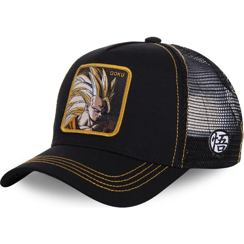 Dragon Ball Z-stilarter Anime Son Goku Bomuld Ny baseballkasket til mænd og kvinder Hip Hop Far Justerbar mesh-kasket Trucker-kasket