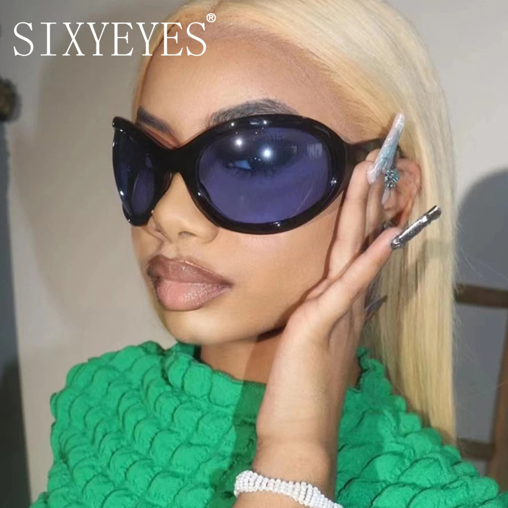 2026 Oversized Oval Sunglasses Goggle Women Men Luxury Brand Designer Sun Glasses Female Big Frame Y2K Eyeglasses De Sol Oculo