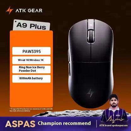 ATK A9 Wireless Gaming Mouse NearLink Technology Ergonomic PAW3395 Tri-Mode Bluetooth Low Latency Esports Mice PC