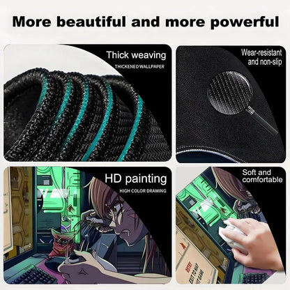 Tapete de Rato XXL Anime Gaming Girl Overwatch 900x400, Tapete de Secretária Suave em Borracha para Portátil, Escritório, Computador e Teclado, Impressão HD