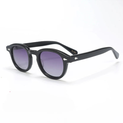 Polariserade solglasögon för män och kvinnor, Johnny Depp-inspirerade solglasögon i Lemtosh-stil, retro, runda, acetatbåge, UV400-glas, Oculos