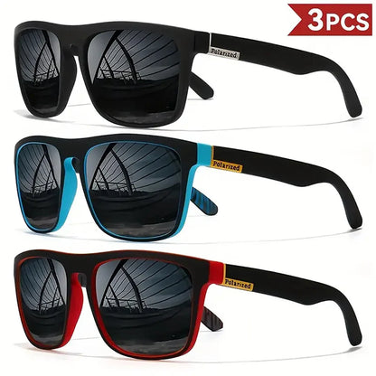 1/3/4PCS Men Classical Square Sports Sunglasses Lightweight PC Frame UV400 for Driving Fishing Cycling Unisex Durability
