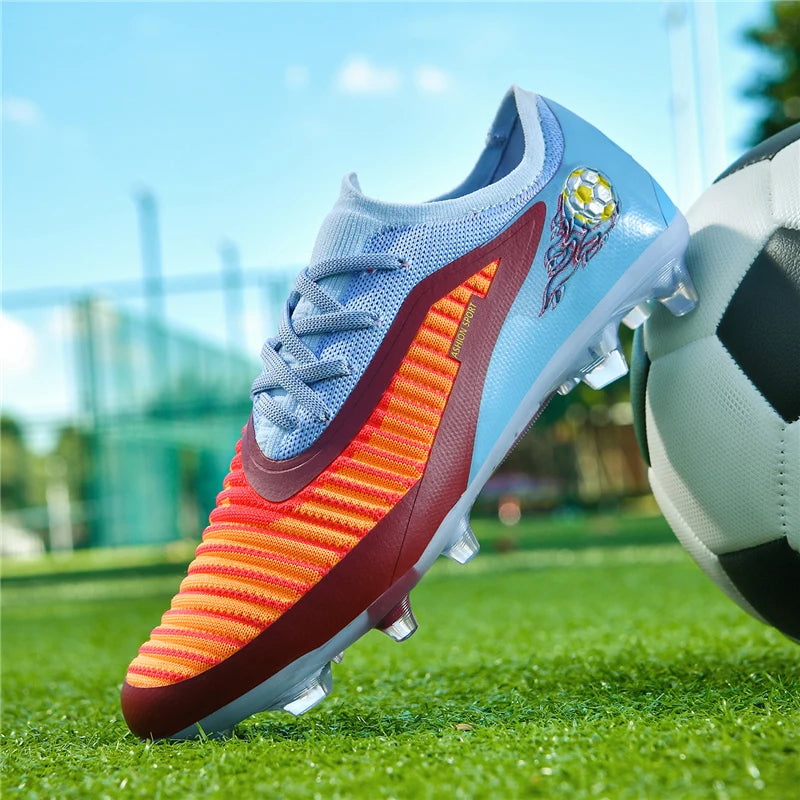Nuevas zapatillas de fútbol para hombre, botas antideslizantes para adulto, deporte al aire libre para niño, tacos largos de entrenamiento, transpirables y cómodas para partido