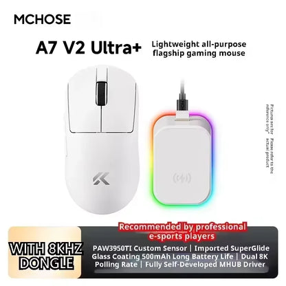 MCHOSE A7 V2 Ultra Wireless Gaming Mouse Pixart3950Ti Flagship Sensor Super 20000FPS for Accurate Tracking Support Web Driver