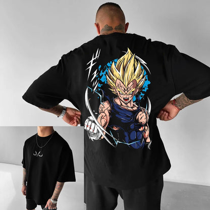 T-shirt en coton à manches courtes imprimé Dragon Ball Z : Son Goku et Vegeta – Vêtements pour hommes et femmes – Style Harajuku, Y2K, vintage, streetwear d'été