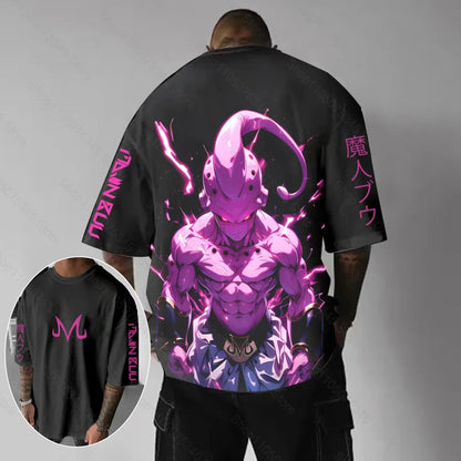 T-shirt oversize Dragon Ball Estate 2026 con cavo di alimentazione, Piccolo Goku, stampa artistica, casual neutro Y2K