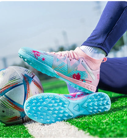 Scarpe da calcio professionali TF Broken Nail per adolescenti, resistenti, modello HighTops, scarpe da allenamento per adulti da esterno antiscivolo