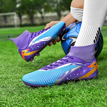 Nouvelles chaussures de football pour hommes, chaussures de sport, chaussures de futsal à cheville haute, chaussures de football de haute qualité, antidérapantes pour intérieur et extérieur, ultralégères, antidérapant