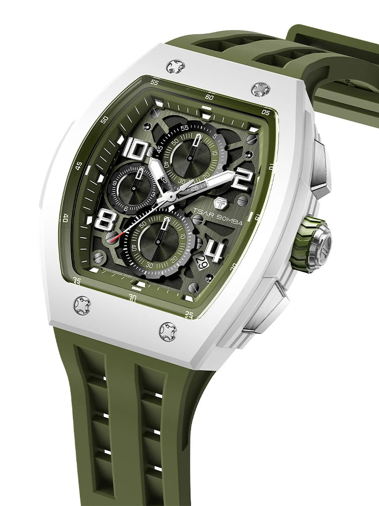 Orologio da uomo TSAR BOMBA New TB8204, cronografo al quarzo giapponese, impermeabile 50M, stile sportivo fashion, orologio da polso di lusso, regalo da uomo