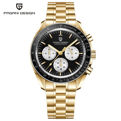 PAGANI DESIGN Moon-ur – Luksus-kvarts-kronograf til mænd, sporty stil, safirglas med antirefleksbehandling, selvlysende display