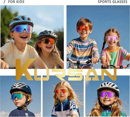 Polariserade solglasögon för barn, utomhuscykling, UV400-skydd, solglasögon för pojkar och flickor 5–13 år
