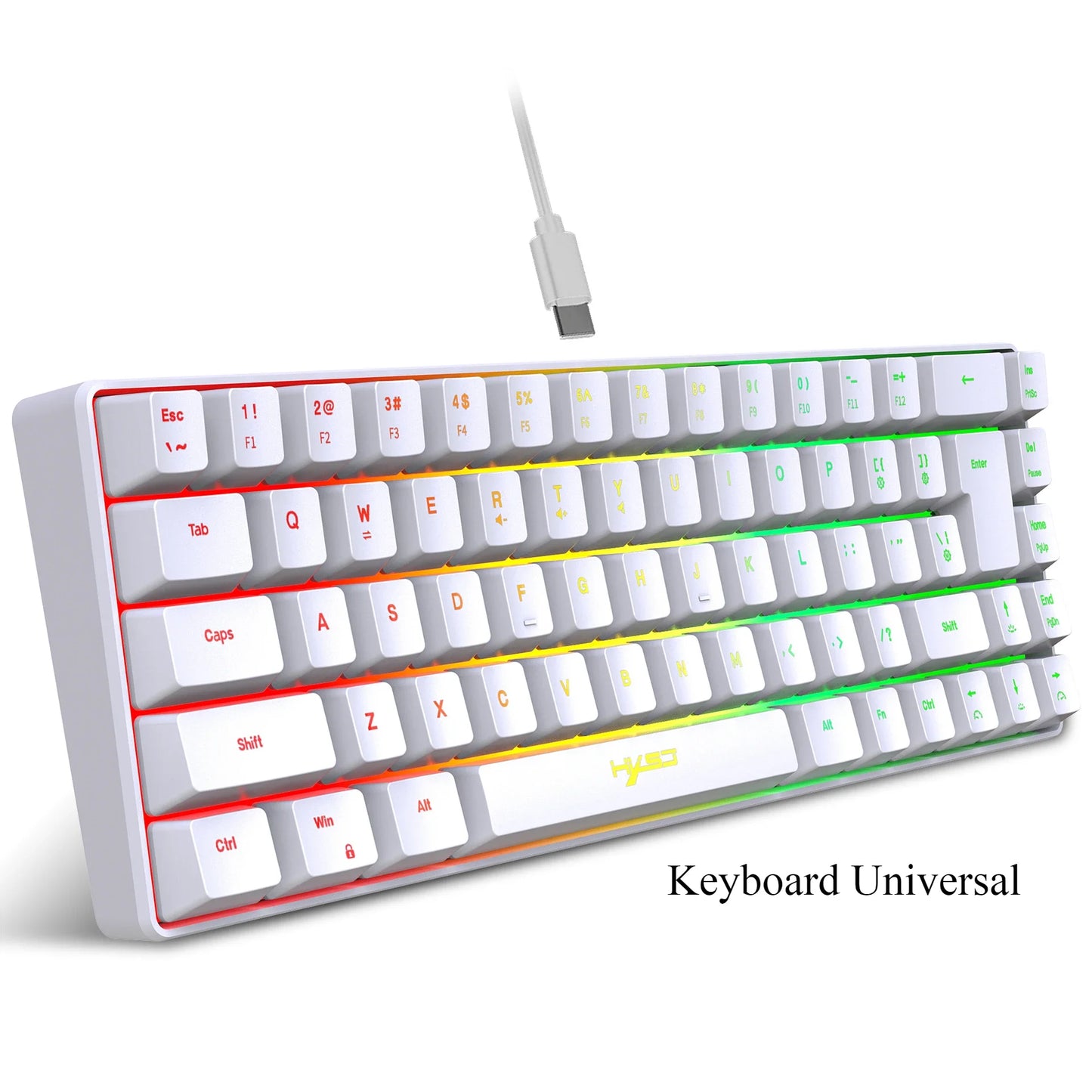 RGB backlit keyboard Russian 69 keys white membrane gaming wired ergonomic Keyboards for compact mini for pc laptop color black