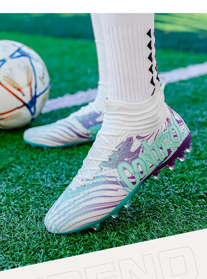 Men Women Football Boots Outdoor Soccer Cleats Non-slip Football Field Boots Ultralight Futsal Sneakers TF/FG Spiked Soccer Shoe