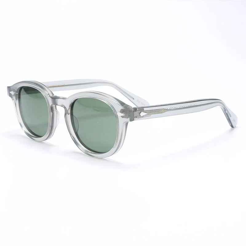 Polariserade solglasögon för män och kvinnor, Johnny Depp-inspirerade solglasögon i Lemtosh-stil, retro, runda, acetatbåge, UV400-glas, Oculos