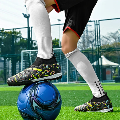 Botas de fútbol LiXingMing para hombre, blancas, profesionales, de caña alta, tacos de fútbol society, calzado de fútbol antideslizante para partido y entrenamiento