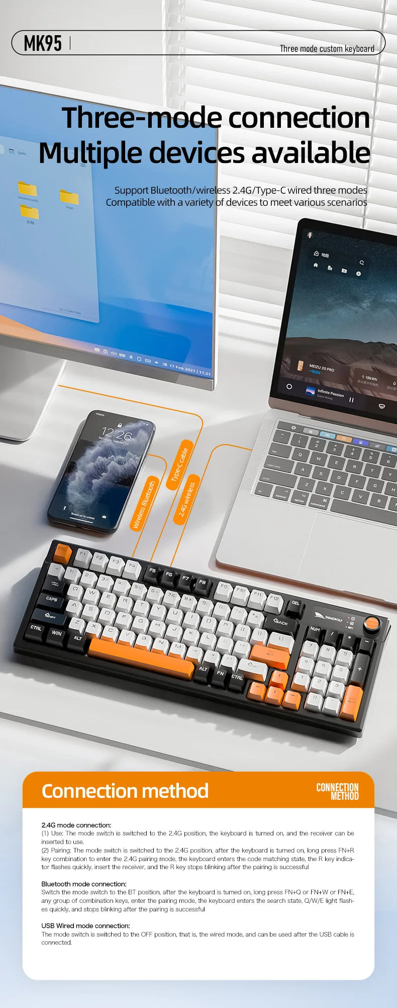 Spanish Mechanical Keyboard Spanish Russian Arabic Korean Thai Gaming Keyboard 95 Key Layout Backlight Type C With Numpad SK15