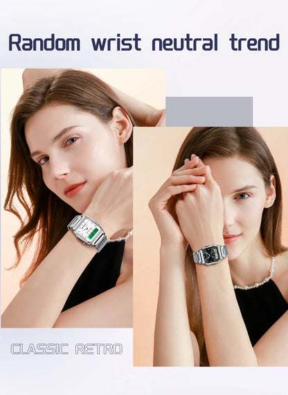 SANDA 747 Luxury Mens G Style Watches Stainless Steel Women LED Digital Dual Display Clock Unisex Waterproof Sports Quartz Watch