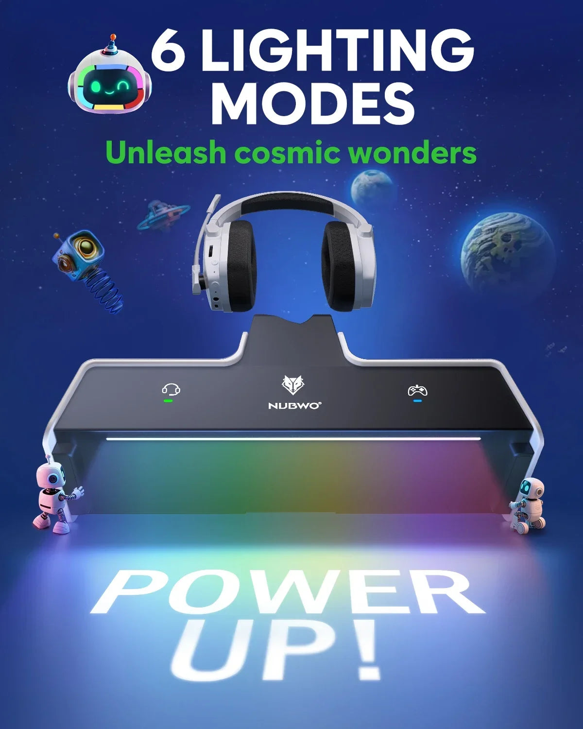 NUBWO G06 Pro Wireless Gaming Headset with Charging Station – Bluetooth 5.3 Gaming Headphones for PS5, PS4 & PC with ENC Microphone and 120-Hour Battery Life