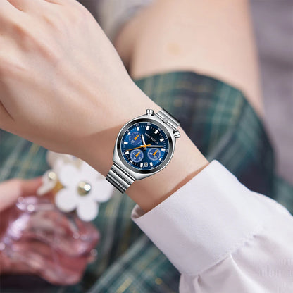 MINI FOCUS Fashion Ladies Watches Top Brand Luxury Multifunction Dial Stainless Steel Strap Elegant Quartz Women Watch Luminous