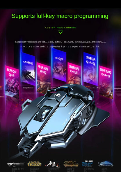 Hot Selling Mechanical Wired Gaming Mouse 9 Keys Macro Definition 12800DPI RGB Backlit Gaming Computer Mouse for Laptop Desktop