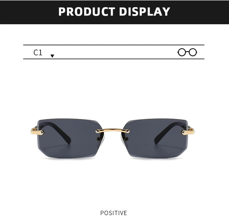 Mode Rimless Solglasögon Män Kvinnor Populära Ramlösa Solglasögon Man Kvinna Klassiska Små Fyrkantiga Sommar Resesolglasögon