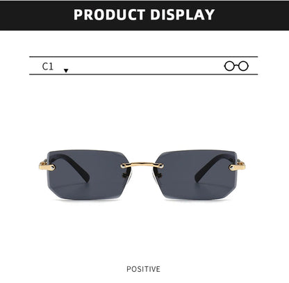 Mode Rimless Solglasögon Män Kvinnor Populära Ramlösa Solglasögon Man Kvinna Klassiska Små Fyrkantiga Sommar Resesolglasögon