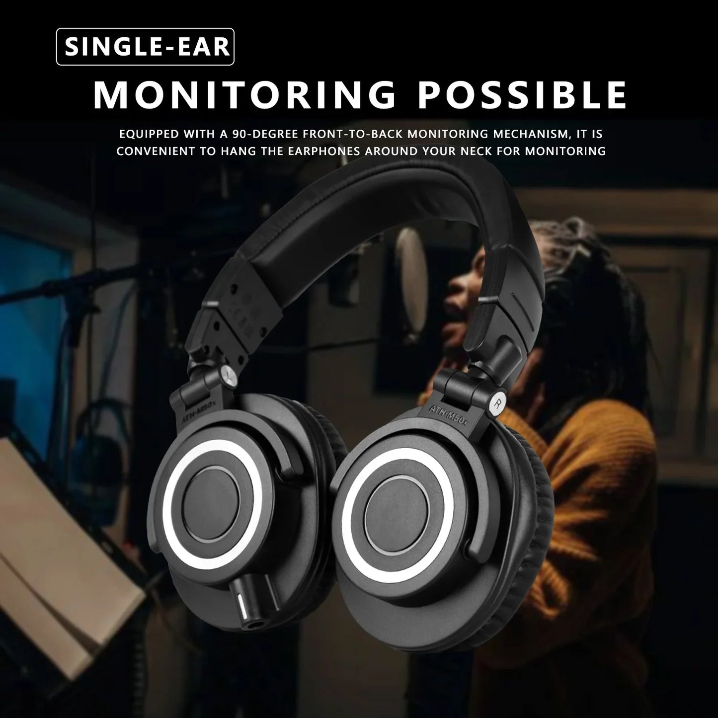 Sanpusen ATH M50X Over-Ear Wired Headphones Professional Monitor Studio Recording Mixing Monitoring HiFi Sound