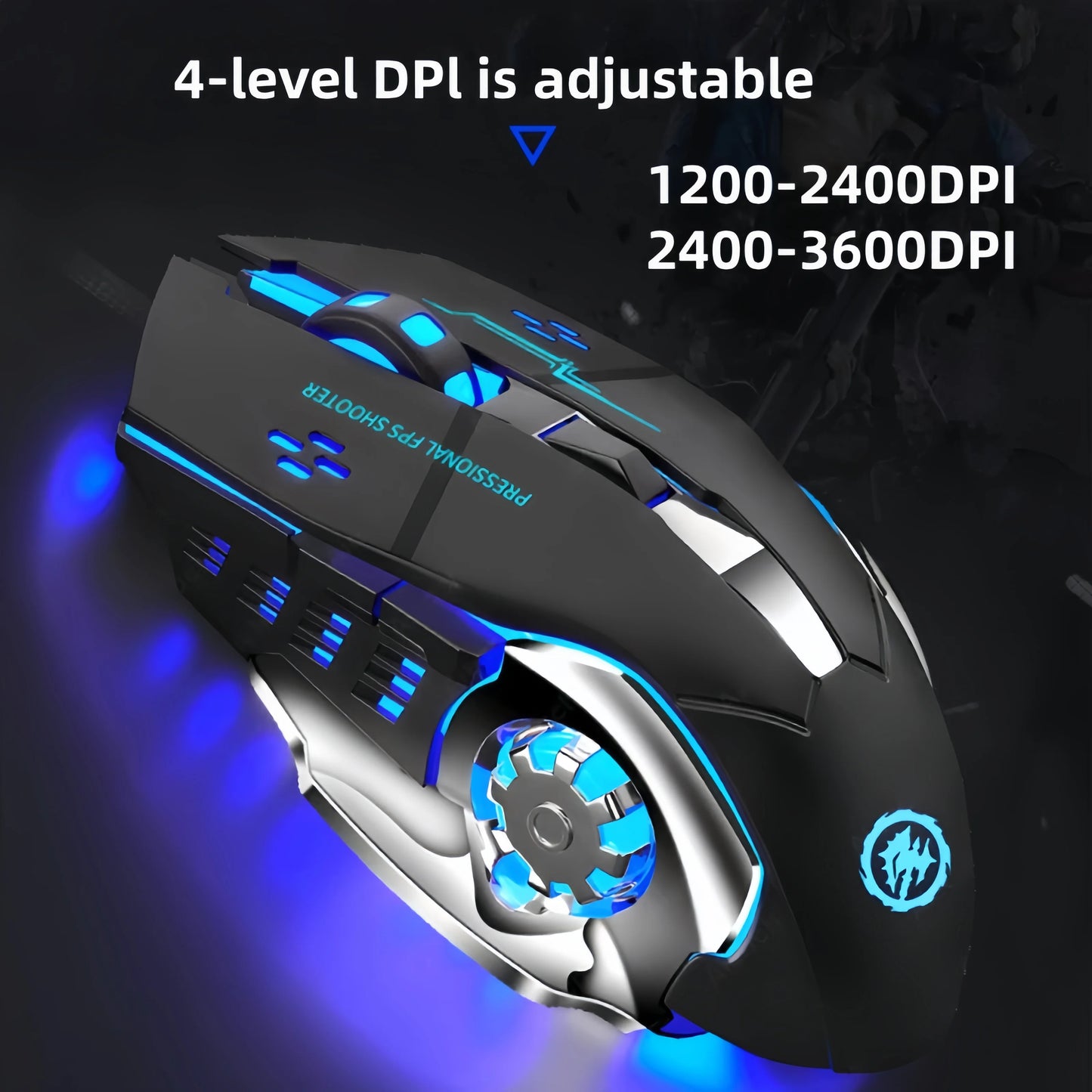Rechargeable Wireless Gaming Mouse – Silent Bluetooth/USB, RGB Backlight, E-Sports for PC