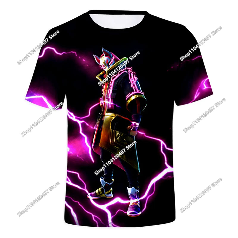Kinder-Sommer-T-Shirt Battle Royale Fortnite Hero Victory 3D-T-Shirt – Shirts für Jungen, Mädchen und Babys
