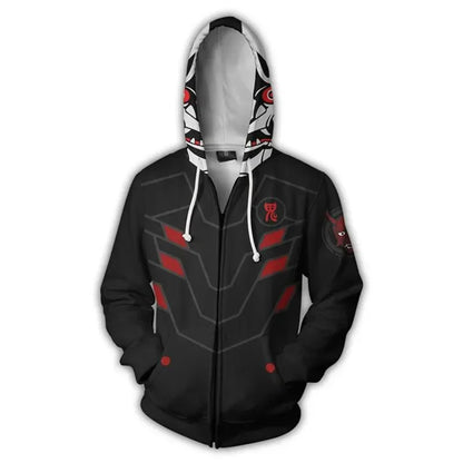 Animepelihuppari, 3D-painatus, Overwatches DVA DJ -cosplay-asu, naisten, miesten ja pariskuntien hupullinen takki, yläosa, vaate