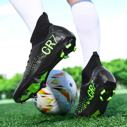 Chaussures de football professionnelles pour hommes/femmes, antidérapantes, à crampons FG, respirantes, chaussures d'entraînement à tige haute