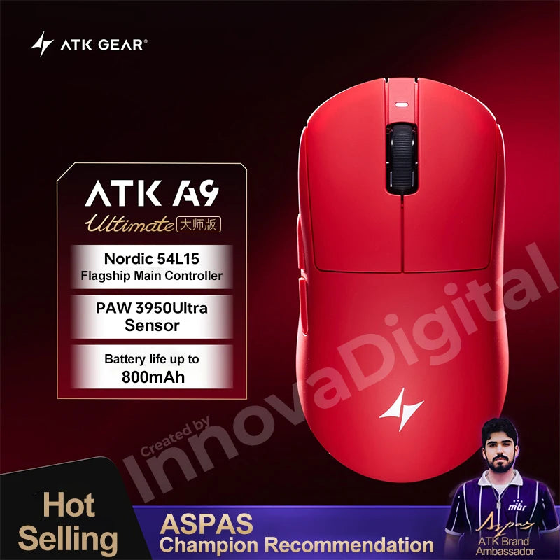 ATK Dragonfly A9 Ultimate bezdrátová herní myš A9 Air PAW3950 ultralehká ergonomická e-sportovní myš pro hráče FPS CSGO A9 Ultra