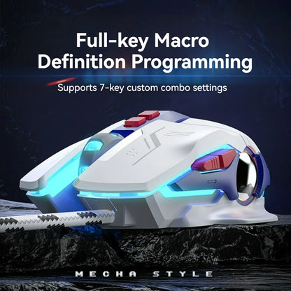 Inphic W9P Wired Mouse Mecha Style 12800DPI Adjustment RGB Lighting Effect Macro Programming E-sports Office Usb Mouse