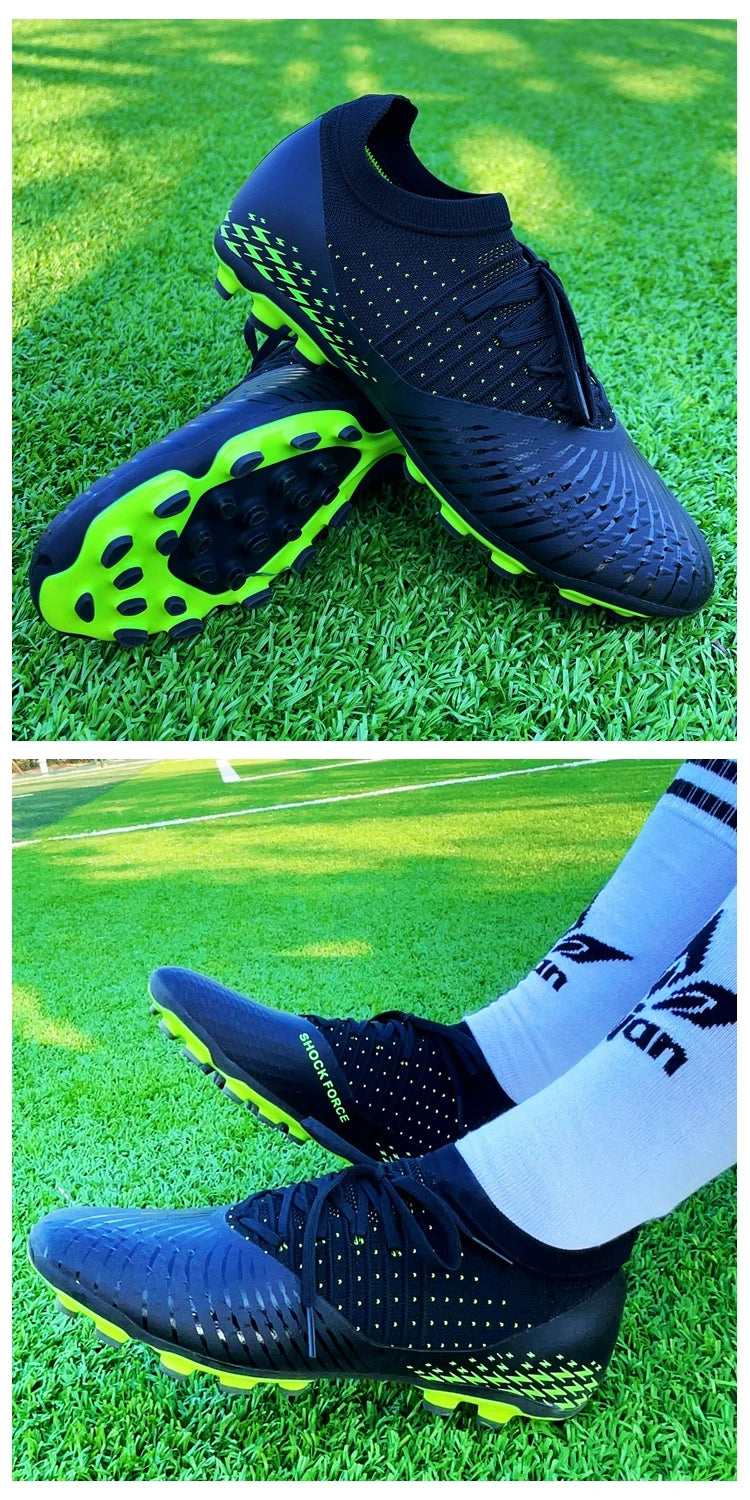 Men Football Cleats Fashion Youth Soccer Shoes Knit Football Training Trainers Breathable Society Campo Non-Slip Sports Footwear