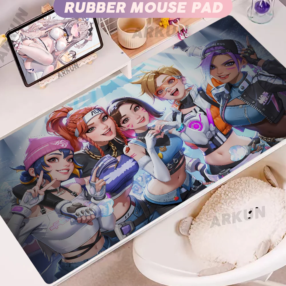 Módní velká FPS 900x400 anime herní podložka s dívkou ve stylu Overwatch pro notebook a kancelář, měkká gumová podložka na stůl, herní podložka pod myš XXL