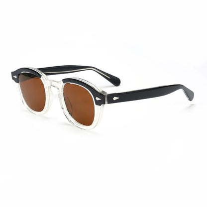 Polariserade solglasögon för män och kvinnor, Johnny Depp-inspirerade solglasögon i Lemtosh-stil, retro, runda, acetatbåge, UV400-glas, Oculos