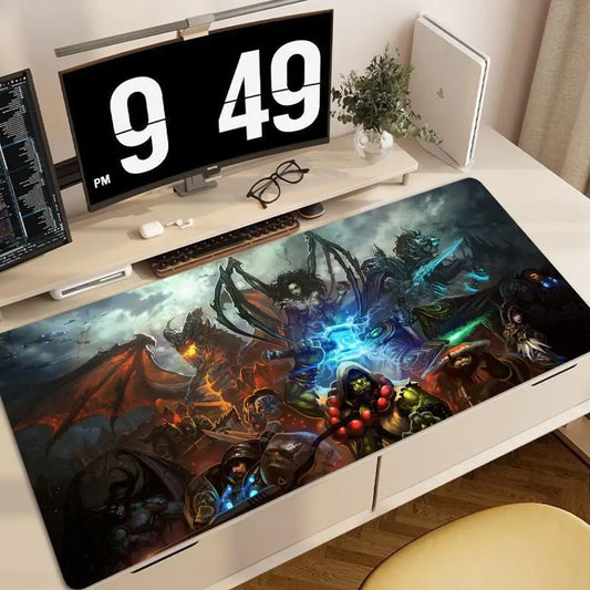 World of Warcraft anime XXL žaidimų pelės kilimėlis–stalo patiesalas su apsiūtu kraštu, klaviatūros ir pelės kilimėlis, biuro žaidėjo kompiuterio priedai HYBXXC
