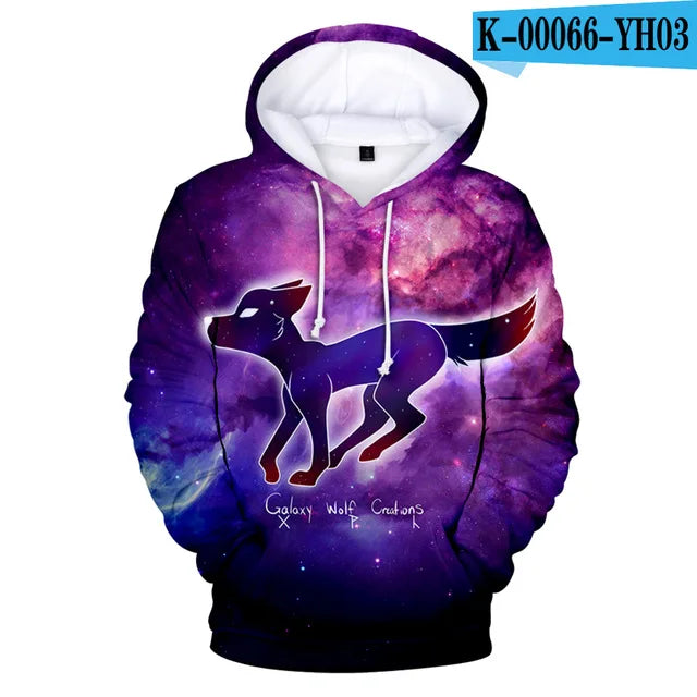 Cool Space Galaxy Wolf Hoodie Hoodies Men Bright Wolf Fashion Handsome Wolf Hoodies Spring Autumn Pullovers Sweatshirts Sweat