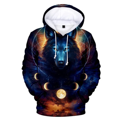 Cool Space Galaxy Wolf Hoodie Hoodies Men Bright Wolf Fashion Handsome Wolf Hoodies Spring Autumn Pullovers Sweatshirts Sweat