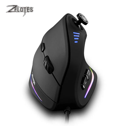 ZELOTES C-18 Vertical Mouse 11 Key Optical Mouse RGB Joysticks Programmable Laser Gaming Mice For PC Computer Gamer