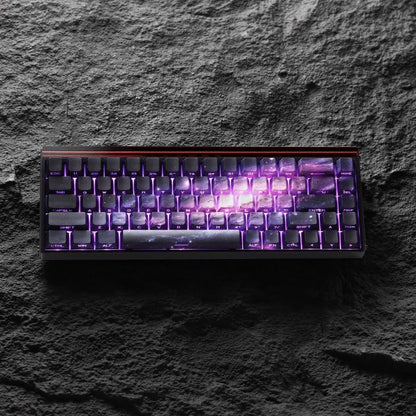 Purple Galaxy Gradient Side Carving Transparent Cherry Keycap PBT 135 Key Compatible with 60/64/84/98/108 Mechanical Keyboard