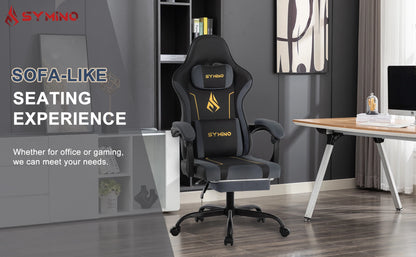 SYMINO Latex Cushion Ergonomic Gaming Chair – Racing Style, Adjustable with Footrest, 130kg Capacity