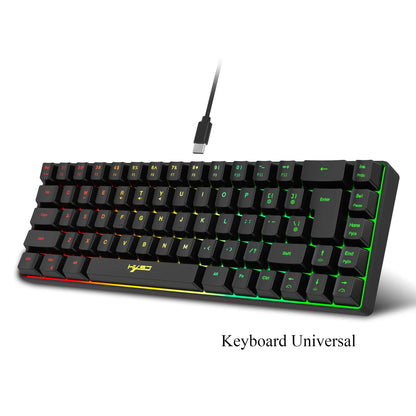 RGB backlit keyboard Russian 69 keys white membrane gaming wired ergonomic Keyboards for compact mini for pc laptop color black