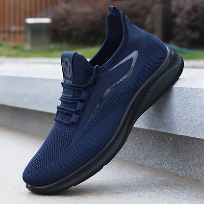 Baskets légères et respirantes en tricot pour hommes, chaussures d'entraînement antidérapantes pour la course à pied, basket-ball, chaussures de sport noires et blanches, semelle en PU