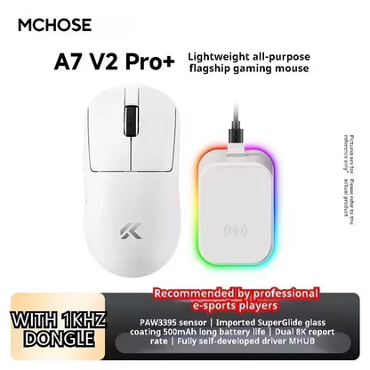 MCHOSE A7 V2 Ultra Wireless Gaming Mouse Pixart3950Ti Flagship Sensor Super 20000FPS for Accurate Tracking Support Web Driver