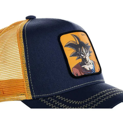 Casquette Dragon Ball Son Goku pour l'été : casquette de voyage à visière, pour homme, brodée, style hip-hop, visière pare-soleil, casquette trucker ajustable en maille