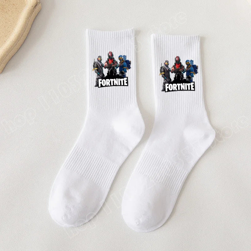 Fortnite Socks Cartoon Game Character Long Sock for Kids tudents in Spring and Autumn Solid Color Cotton Socks Birthday Gifts